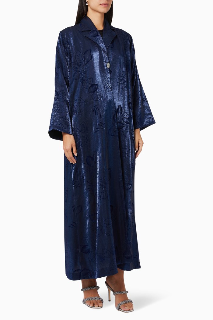 

Printed Abaya in Washed Silk, Blue