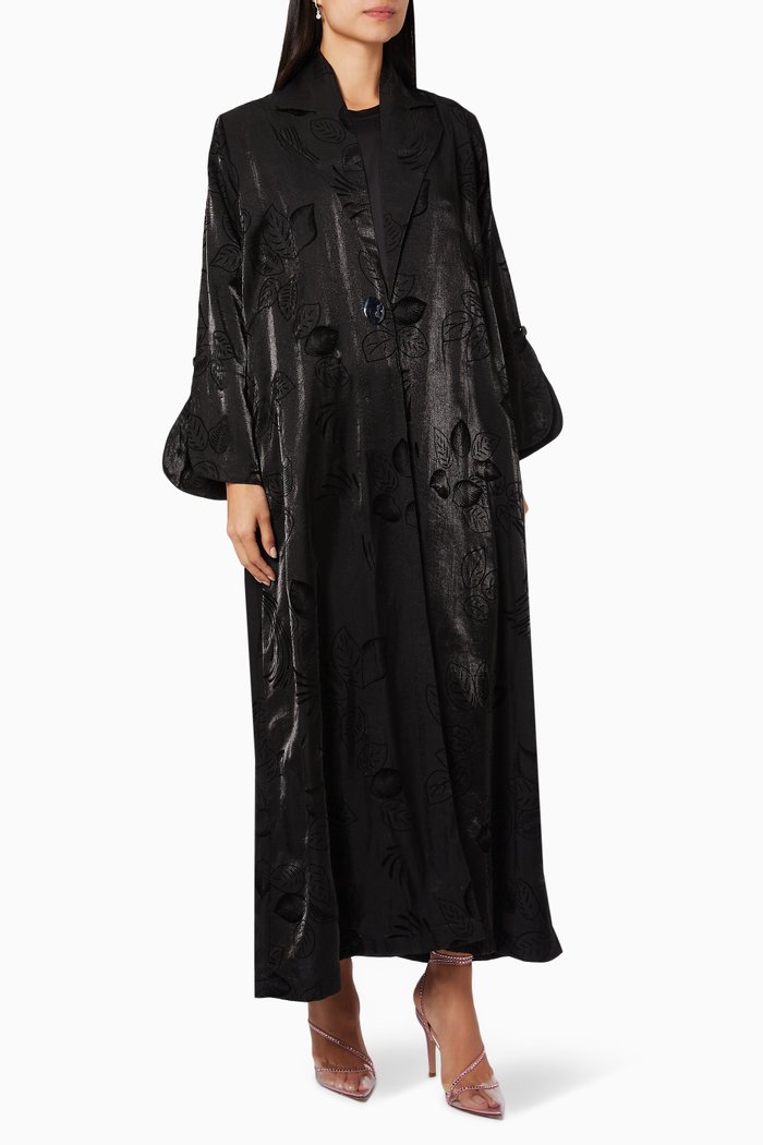 

Button Abaya in Washed Silk, Black