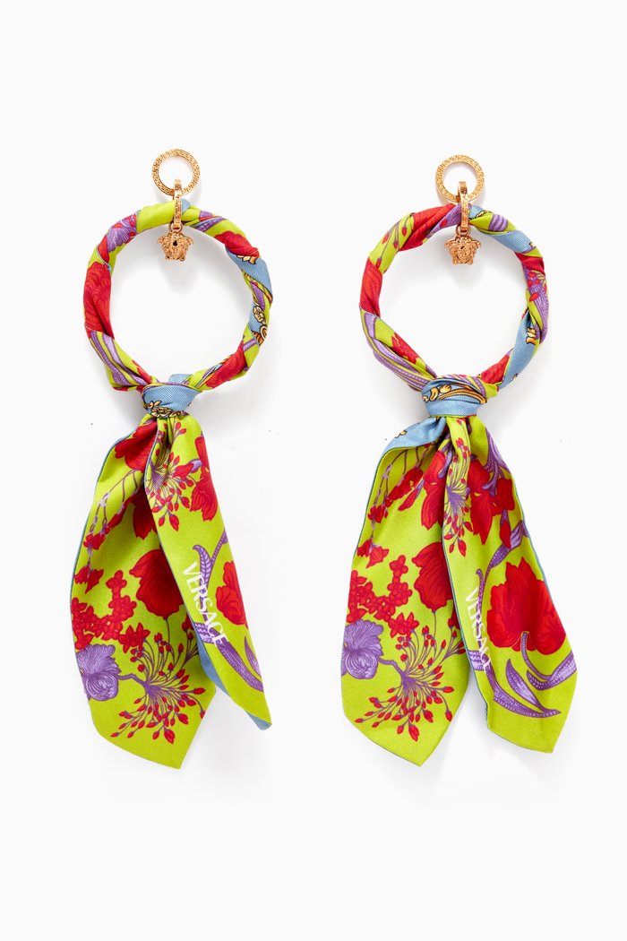 

Barocco Foulard Drop Earrings in Silk & Brass, Yellow