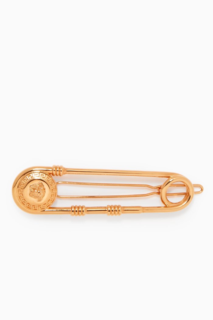 

Safety Pin Hair Clip in Brass, Gold