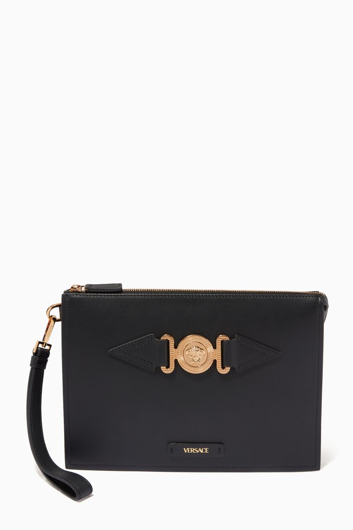 

Medusa Biggie Pouch in Calf Leather, Black