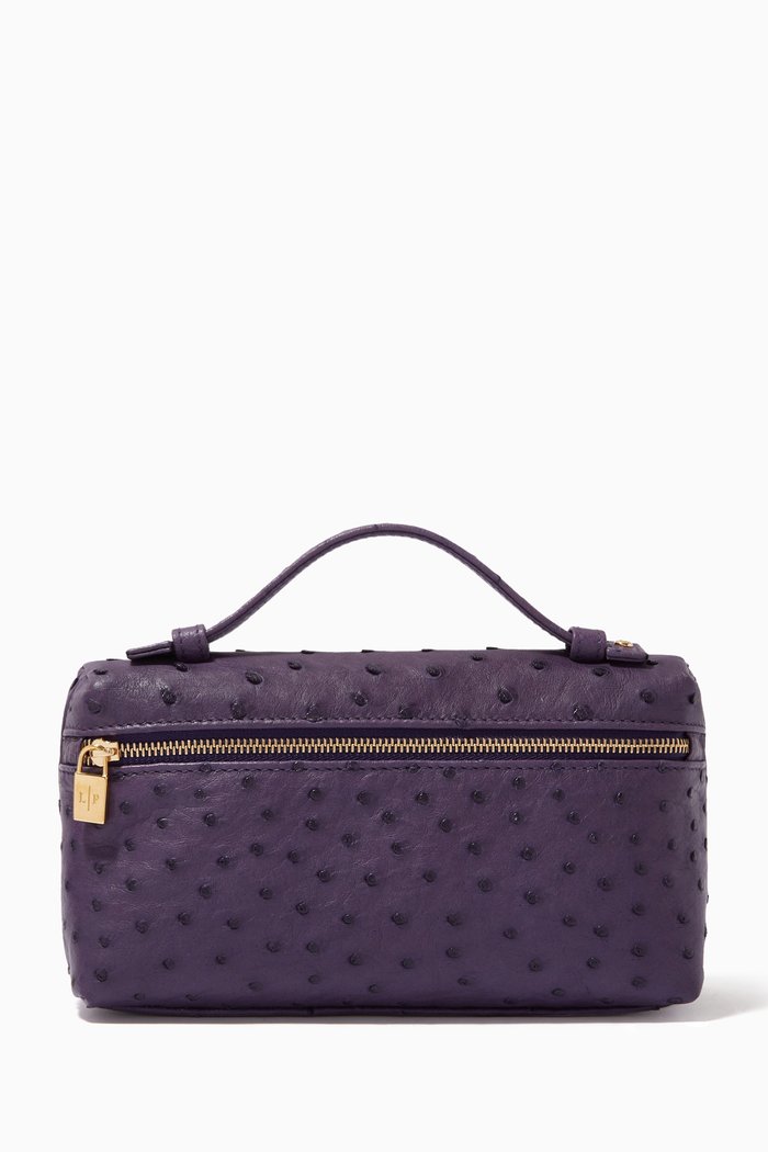 

L19 Pouch in Ostrich Leather, Blue