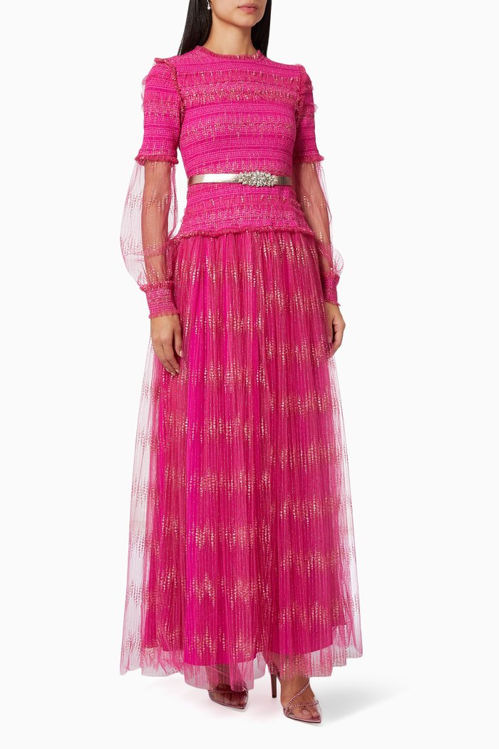 

Sheer Sleeve Dress, Pink