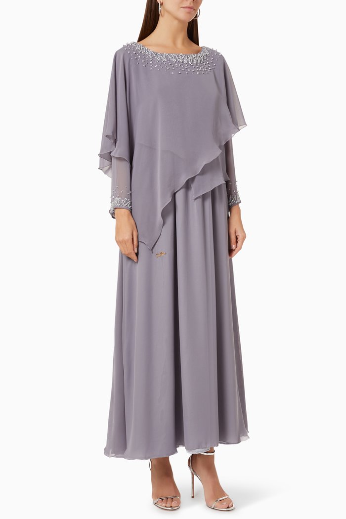 

Embroidered Tiered Dress, Purple