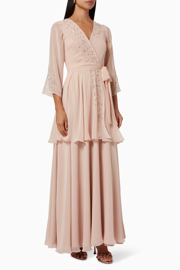 

Embellished Tiered Dress, Pink
