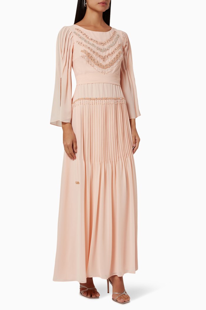 

Embellished Peplum Dress, Pink