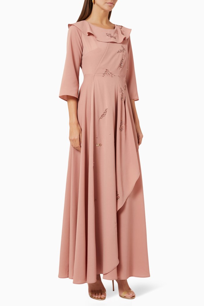 

Gathered Dress in Crepe, Pink