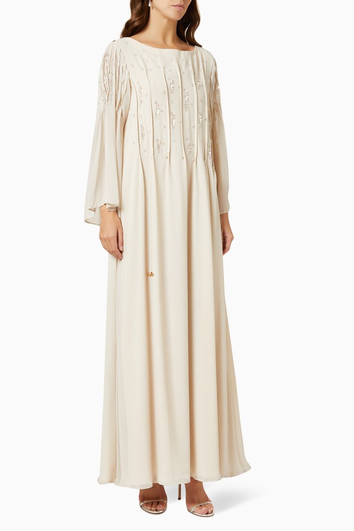 

Embellished Jalabiya in Chiffon, Neutral