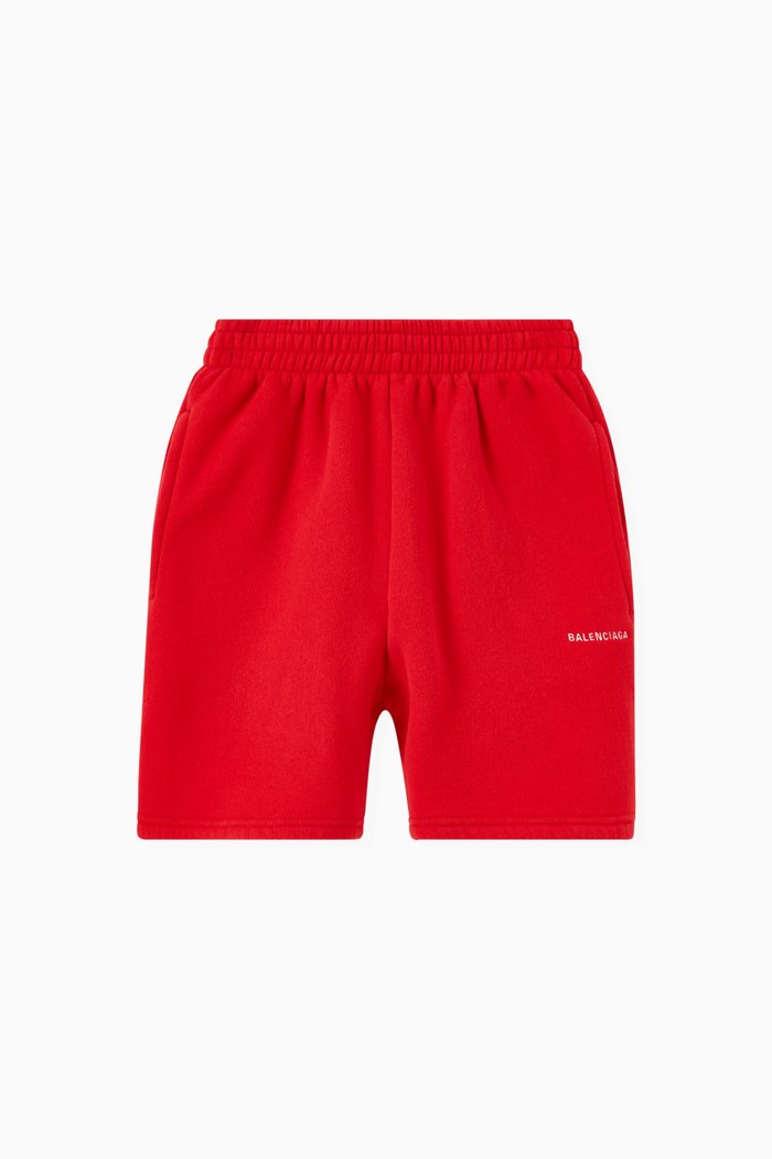 

Logo Jogging Shorts in Cotton Fleece, Red