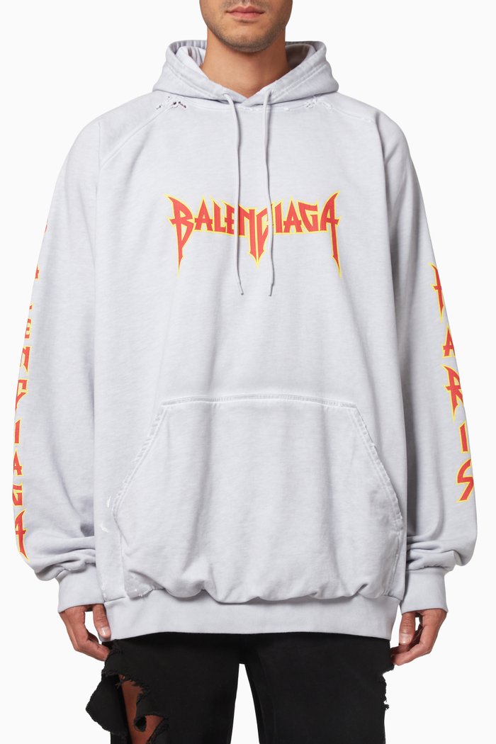 

Splatter Paint Logo Oversized Hoodie in Cotton Fleece, Neutral