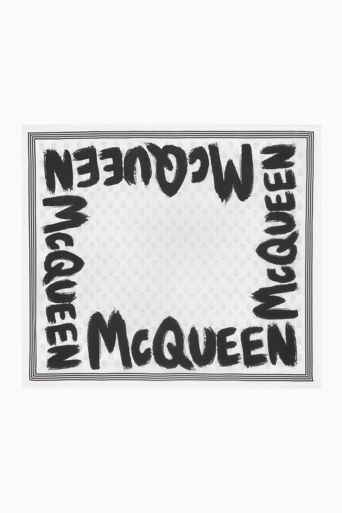 

McQueen Graffiti Biker Foulard in Modal, White