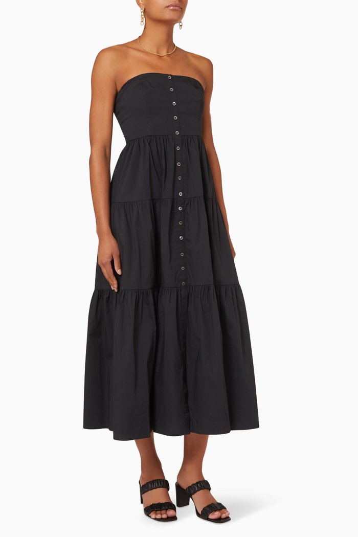 

Elroy Midi Dress in Cotton Poplin, Black