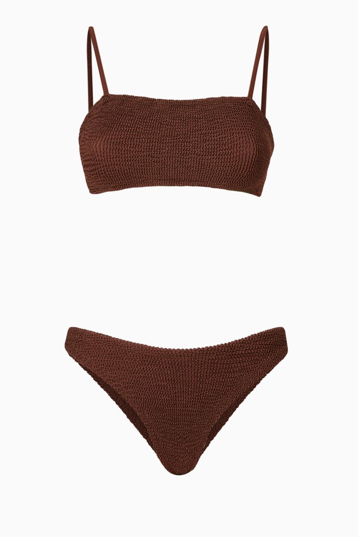 

Gigi Bikini Set in Stretch Nylon, Brown