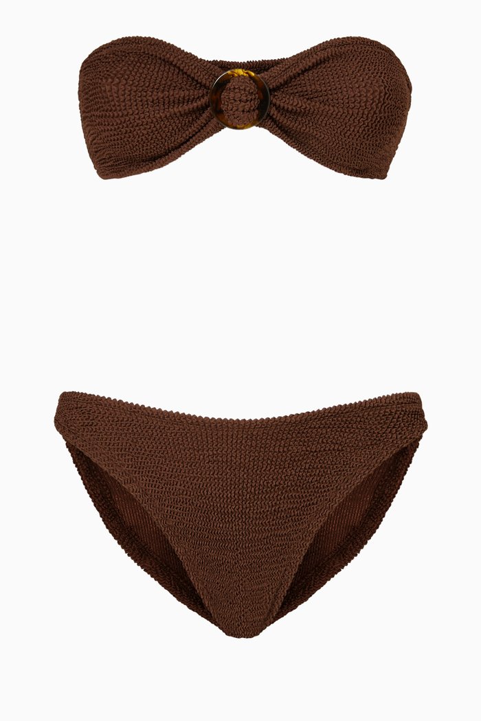 

Flora Bikini Set in Crinkle Nylon, Brown