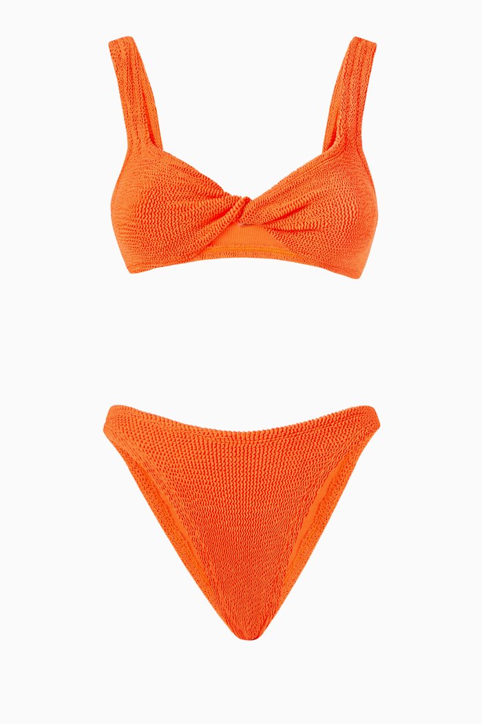 Juno Bikini Set in Crinkle Nylon, Orange