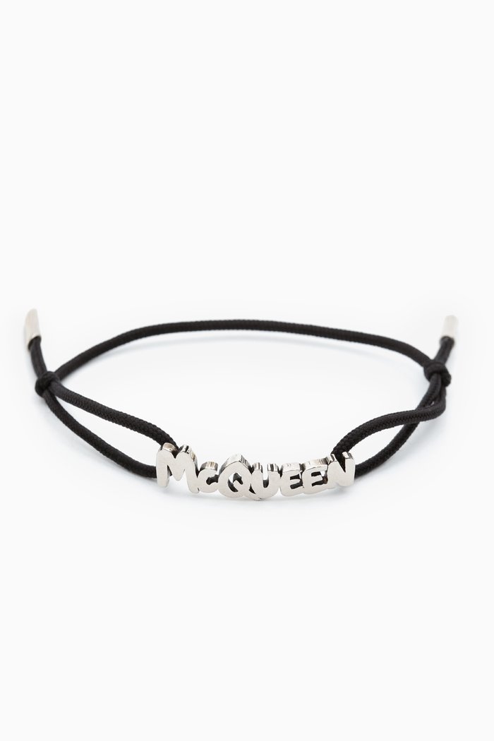 

McQueen Graffiti Cut-out Friendship Bracelet, Black