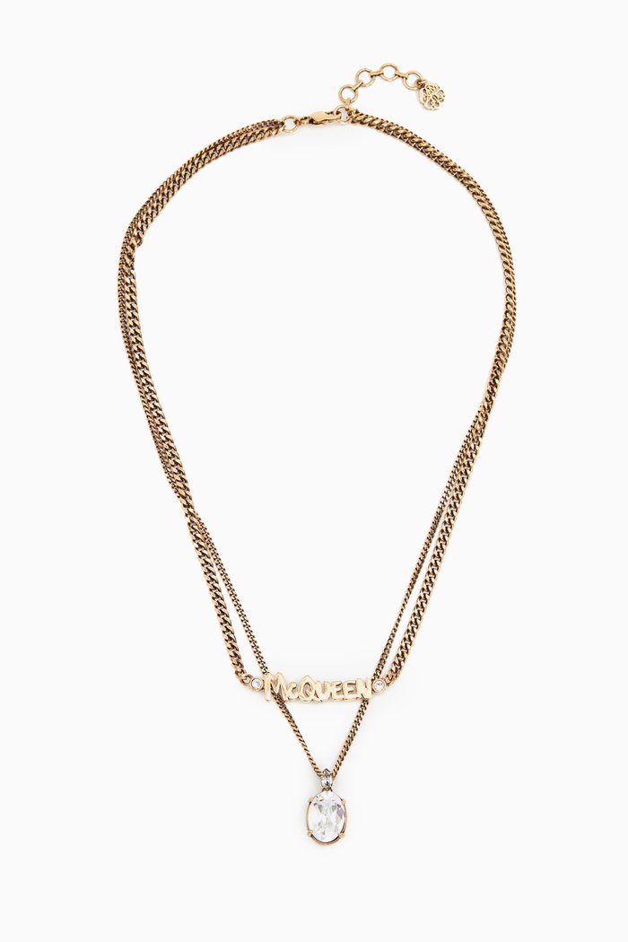 

McQueen Graffiti Layered Chain Necklace, Yellow