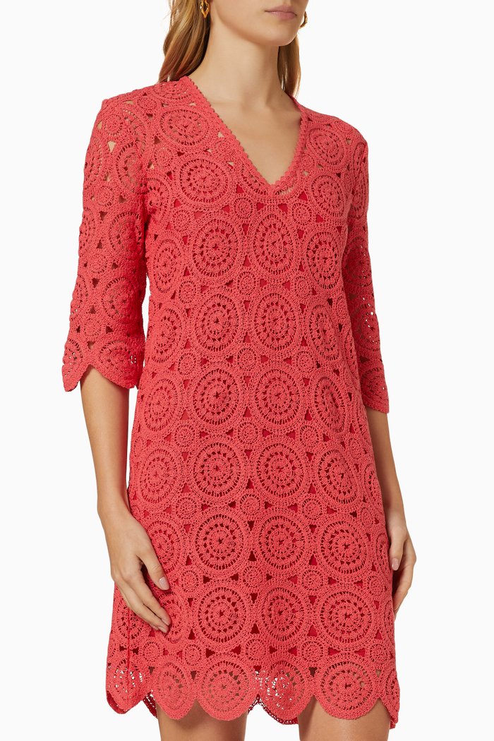 

Dattilo Macramé Dress in Cotton Blend, Red