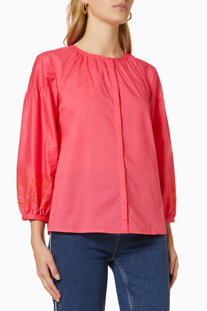

Gabriele Broderie Anglaise Blouse in Cotton, Burgundy