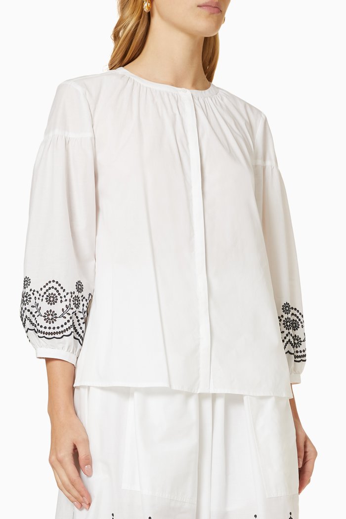 

Gabriele Broderie Anglaise Blouse in Cotton, White