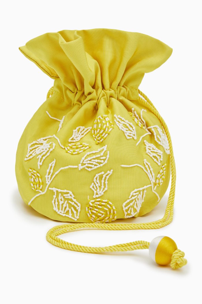 Bologna Mini Bucket Bag in Grosgrain, Yellow
