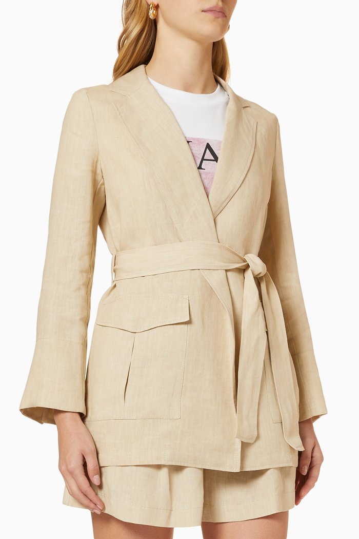 

Sempre Safari Jacket Blazer in Linen, Neutral