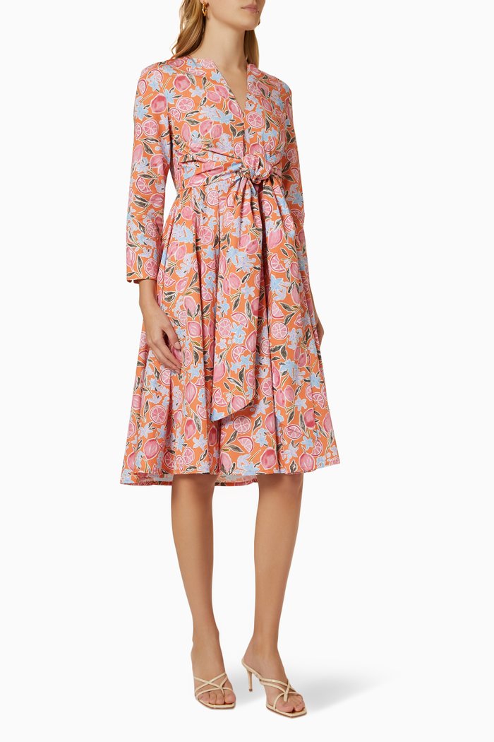 

Rialto Midi Dress in Cotton Poplin, Orange