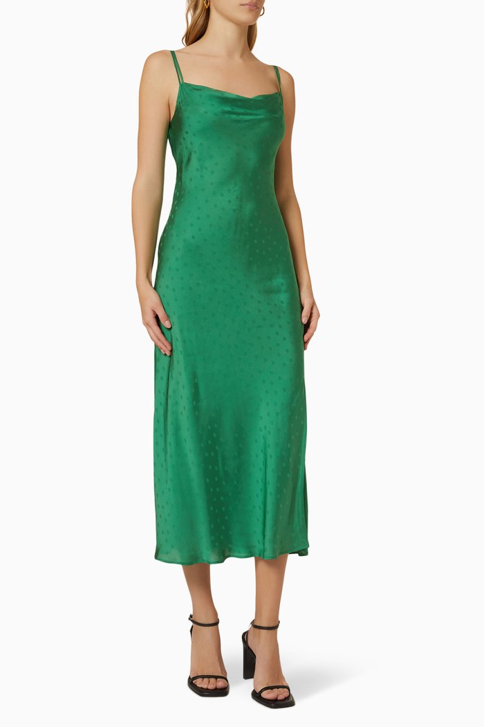 

Bifora Fluid Dress in Jacquard Viscose, Green