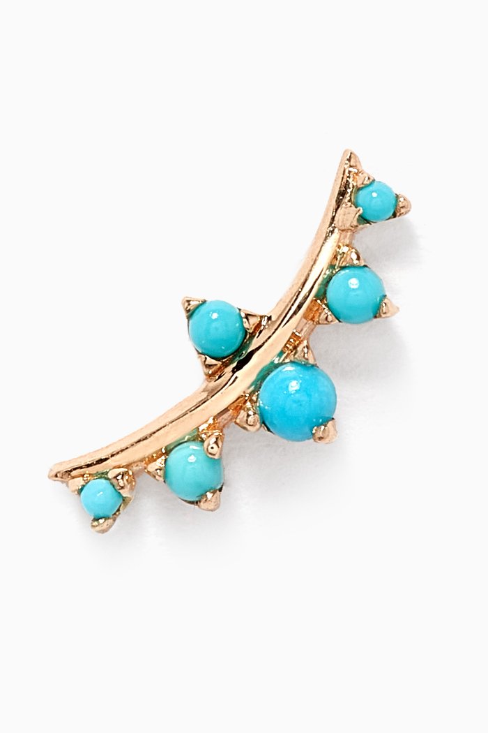 Cléo Smile Ear Crawler in 14kt Yellow Gold, Blue