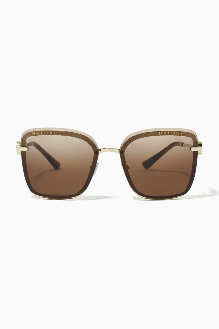 

BVLGARI Square Sunglasses in Metal, Silver