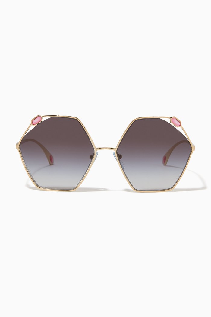 

Hexagon Sunglasses in Metal, Gold