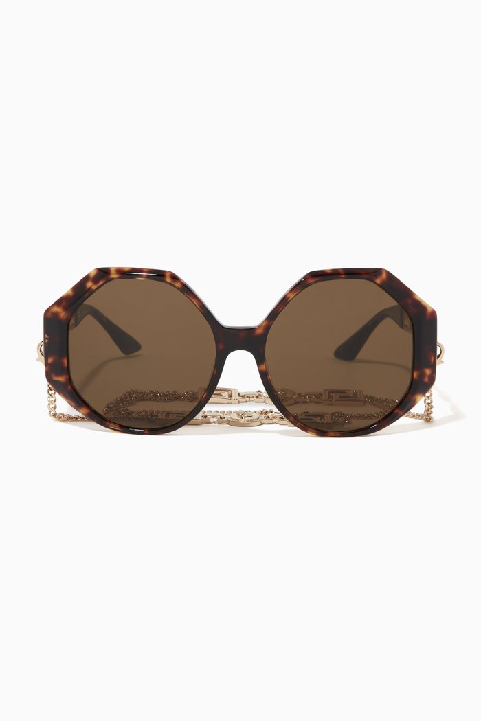 Oversized Round Sunglasses in Acetate, Brown