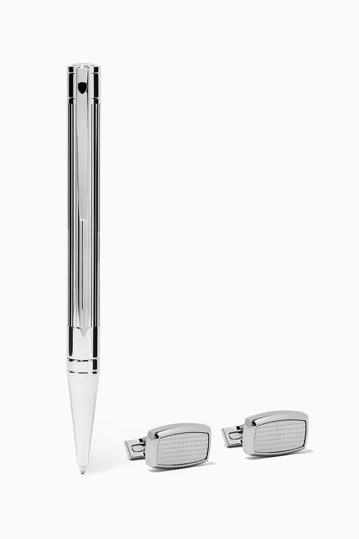 

Cufflinks & Rollerball Pen Gift Set, Silver