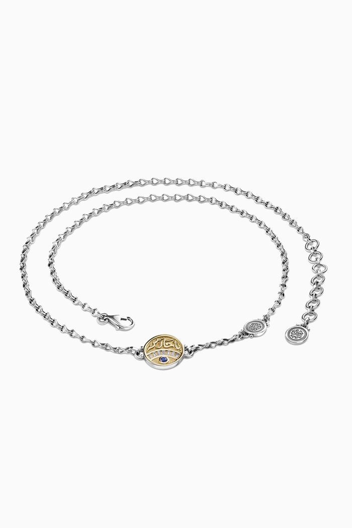 The Eye Wraparound Diamonds & Lapis Bracelet in 18kt Gold & Sterling Silver