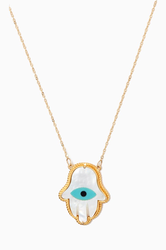 

Heba Mother of Pearl Necklace in 18kt Yellow Gold, White