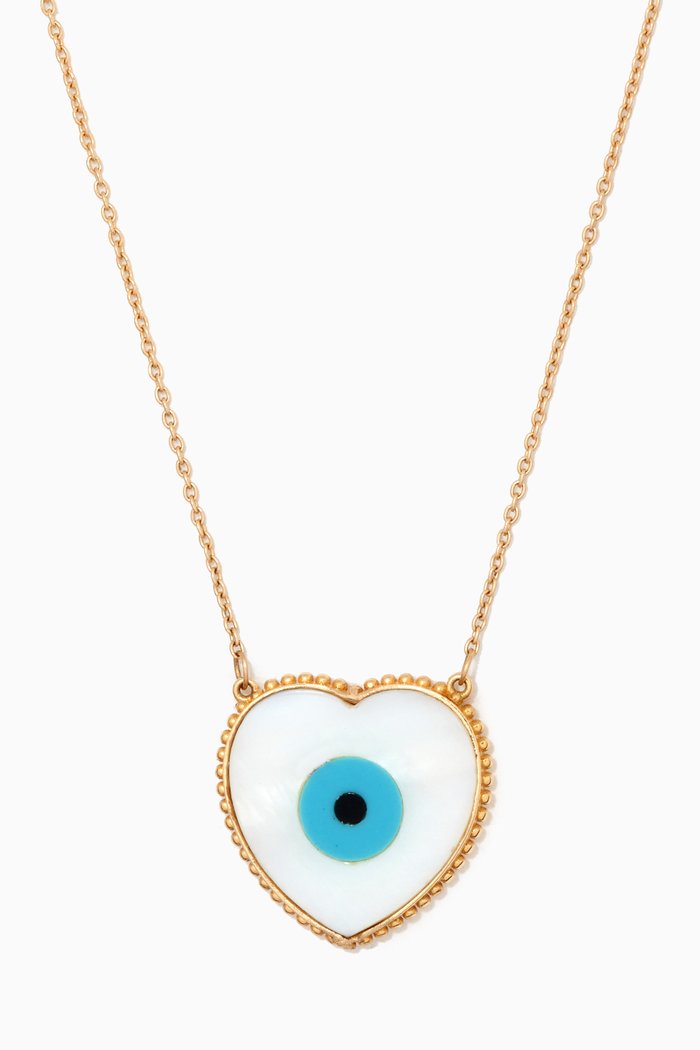 Nura Mother of Pearl Necklace in 18kt Yellow Gold, White