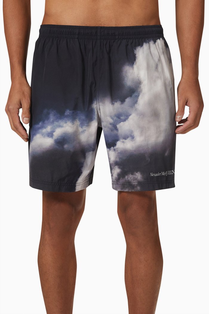 

Sky Print Swim Shorts in Nylon, Blue