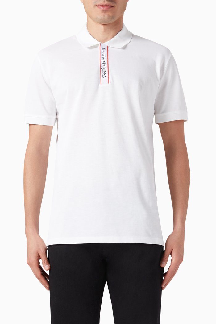 

Selvedge Tape Polo Shirt in Cotton, White