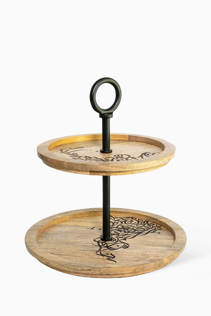 

Calligraffiti Tier Stand in Mango Wood, Neutral