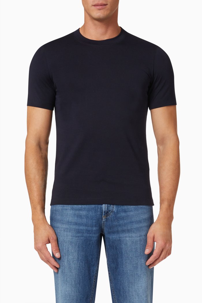 

Crew Neck T-shirt in Cotton Jersey, Blue
