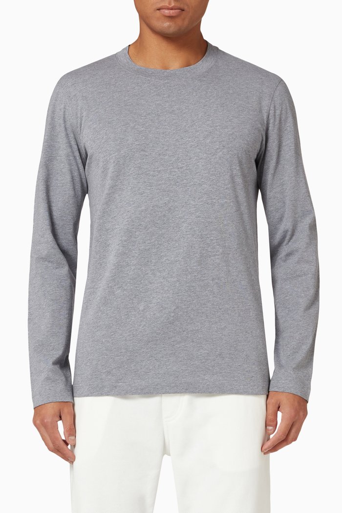 

Classic Long Sleeve T-shirt in Cotton Jersey, Grey