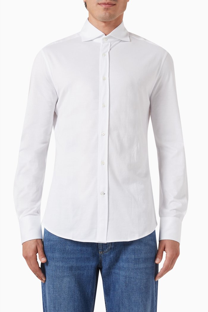 

Slim-fit Shirt in Cotton-piqué, Neutral