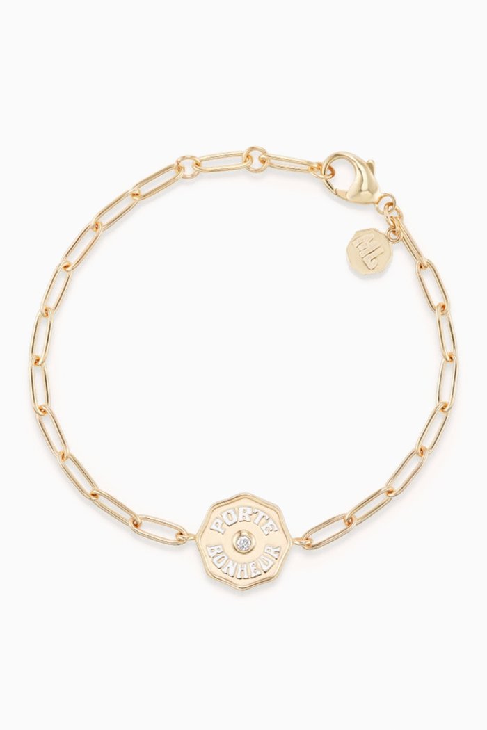 

Wee Porte Bonheur Diamond Bracelet in 14kt Yellow Gold, White