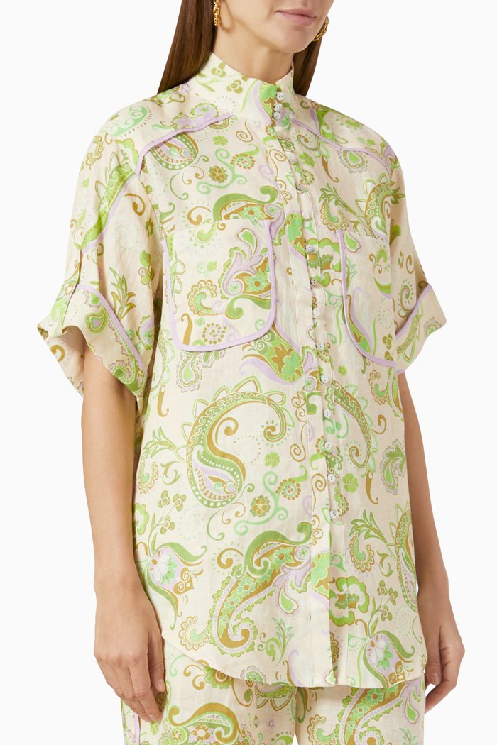 

Marta Mandarin Collar Shirt, Green