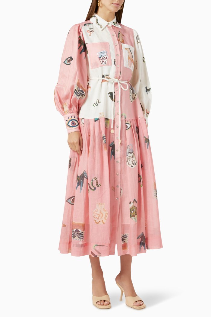 Cleo Patchwork Shirtdress, Pink
