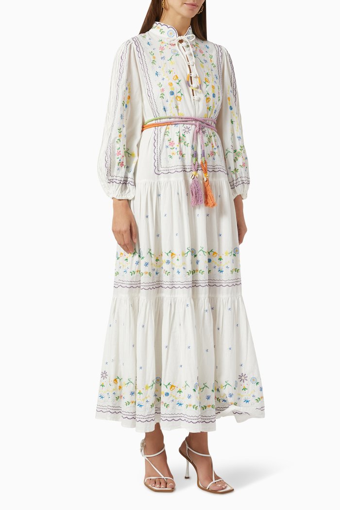 

Juniper Embroidered Midi Dress, White