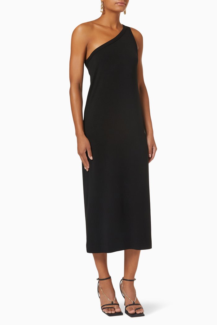 Astrid Asymmetric Dress in Stretch Tencel™, Black