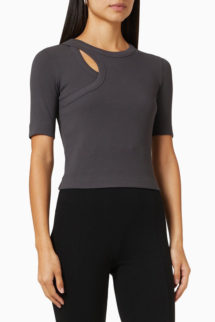 

Micah Cut Out Top in Ribbed Organic Cotton, Black