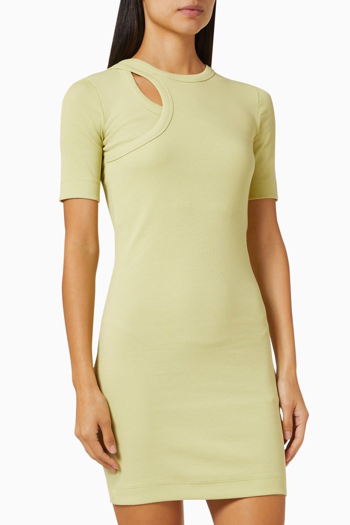 

Ullah Cut Out Dress in Ribbed Organic Cotton, Green