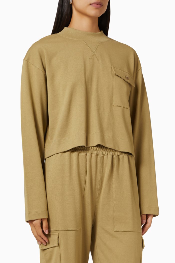 

Rhys Cropped Sweatshirt in Organic Cotton, Brown